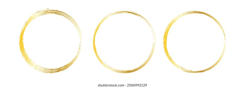 Gold glittering circle of paint golden glitter texture. Abstract gold glittering textured. gold circle frame seton white background.EPS10