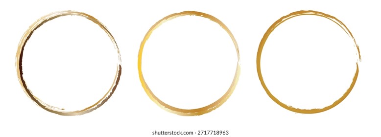 Gold glittering circle of paint golden glitter texture. Abstract gold glittering textured. gold circle frame seton white background.