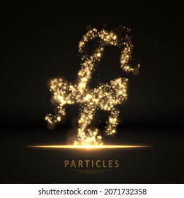 Gold glittering dust lights of stick Christmas candy. Lights effect particles background. Graphic concept for your design
