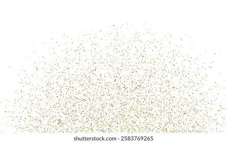 Gold glittering dust on transparent background. Stardust confetti light effect gold glitter celebratory illustration. Dust with gold glitter effect and empty space for your text. Vector illustration