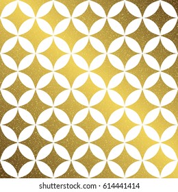 Gold glittering foil geometric seamless pattern with circles