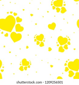 Gold glittering foil seamless pattern background with hearts