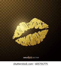 Gold and glittering glamorous kissing shaped lips.