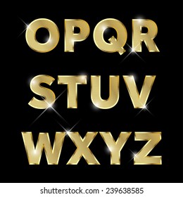 Gold Glittering  Metal Alphabet.