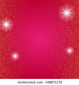 Gold glittering on the pink background vector. Star dust and golden glitter with pink paper. Holidays background for web and print.