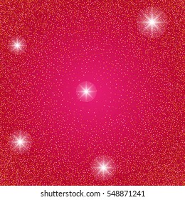 Gold glittering on the pink background vector. Star dust and golden glitter with pink paper. Holidays background for web and print.