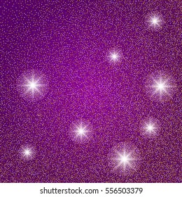 Gold glittering on the purple background vector. Star dust and golden glitter with purple paper. Holidays background for web and print. Mardi Gras purple background. Fat Tuesday background.