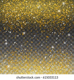Gold glittering on transparent background. Vector illustration