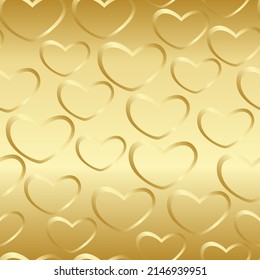 Gold glittering seamless pattern background with hearts