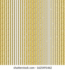 Gold glittering seamless pattern with vertical lines. Foil glitter golden background. Vector illustration.