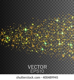 Gold glittering sparkle stardust background. Vector illustration