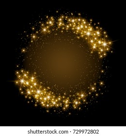 Gold glittering star dust circle