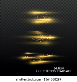 Gold glittering star dust lights. Illustration isolated on transparent background. Graphic concept for your design 