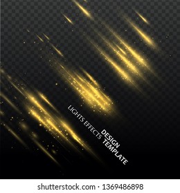 Gold glittering star dust lights. Illustration isolated on transparent background. Graphic concept for your design 