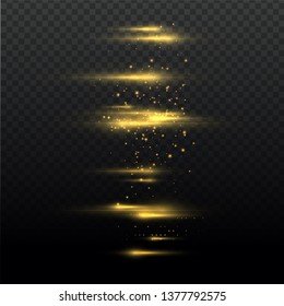 Luces de polvo de estrella brillantes de oro. Ilustración aislada sobre fondo transparente. Concepto gráfico para su diseño