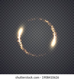 Gold glittering star dust lights circle. Illustration isolated on background. Graphic concept for your design