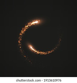 Gold glittering star dust lights circle. Illustration isolated on background. Graphic concept for your design