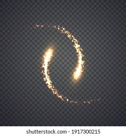 Gold glittering star dust lights circle. Illustration isolated on background. Graphic concept for your design