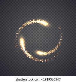 Gold glittering star dust lights circle. Illustration isolated on background. Graphic concept for your design