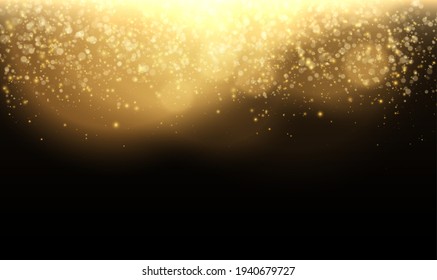 Luces de polvo de estrellas brillantes de oro. Luces efecto partículas fondo. Concepto gráfico para su diseño