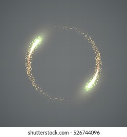 Gold glittering star dust lights circle. Illustration isolated on background. Graphic concept for your design