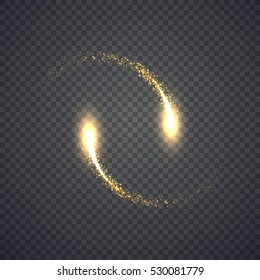 Gold glittering star dust lights circle. Illustration isolated on background. Graphic concept for your design