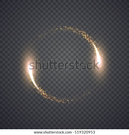 Gold glittering star dust lights circle. Illustration isolated on background. Graphic concept for your design
