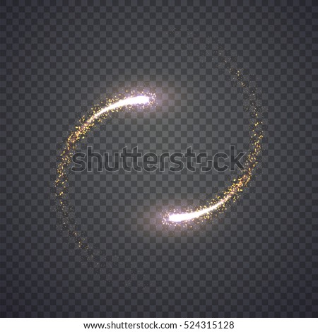 Gold glittering star dust lights circle. Illustration isolated on background. Graphic concept for your design
