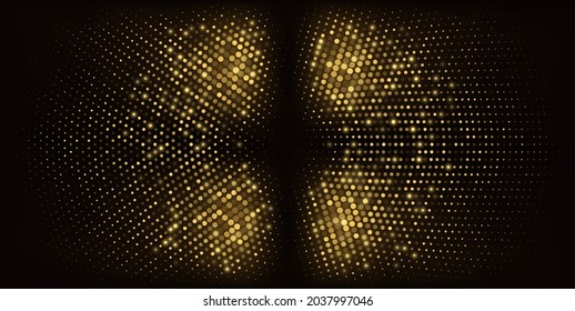 Gold glittering star dust. Magic halftone background. Graphic concept for your design