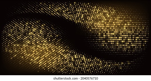 Gold glittering star dust. Magic halftone background. Graphic concept for your design