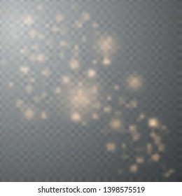 Gold glittering star dust sparkling particles on transparent background. Space comet tail. Vector illustration 