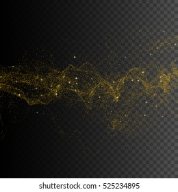 Gold Glittering Star Dust Trail Sparkling Particles On Transparent Background. Vector Illustration.