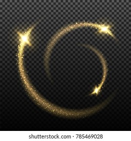 Gold glittering stardust lights. Illustration isolated on transparent background. Graphic concept for your design