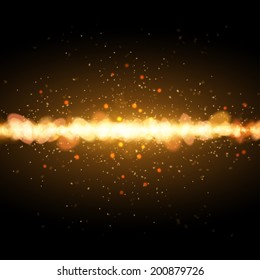 Gold glittering stars dust trail background