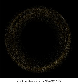 Gold glittering texture circle on a black background. Golden explosion of confetti. Design element. Vector illustration,eps 10.