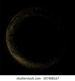 Gold glittering texture circle on a black background. Golden explosion of confetti. Design element. Vector illustration,eps 10.