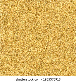 Gold glittering texture. Sparkling sequin tinsel yellow bling. Shiny confetti holiday background.