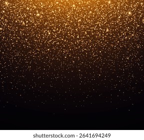 Gold glittering texture. Sparkling sequin tinsel yellow bling. Shiny confetti holiday background.