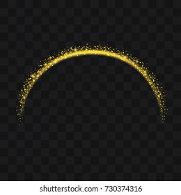 Gold glittering trail sparkling stardust abstract particles on background. Use for your product element.
