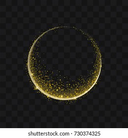 Gold glittering trail sparkling stardust abstract particles on background. Use for your product element.