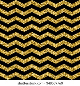 Gold glittering zigzag seamless pattern. Gold and black wave pattern. Vector illustration for web, print, paper, scrapbooking and other design