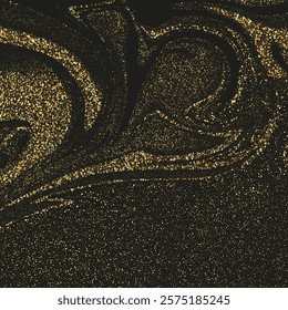 Gold glitters. Gold dust on black background, holiday poster design