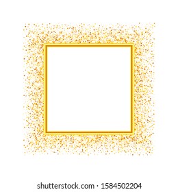 Gold glitters Gold frame on a white background. Design element. Holiday background.