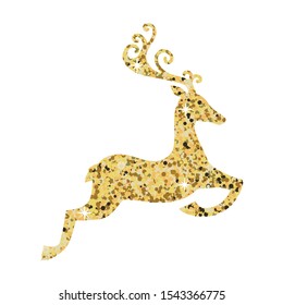 gold glitters inside ornamental deer, vector logo icon