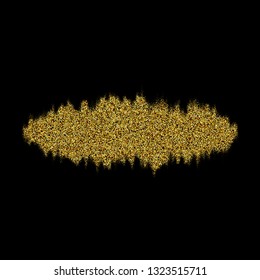
Gold glitters on a black background. Vector brush stroke of gold particles.