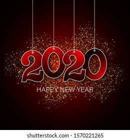 
Gold glitters on a dark background. 2020 New Year and Christmas.