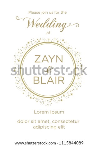 Gold Glitters Stars Wedding Invitation Card Stock Vector Royalty