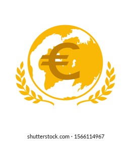 Gold globe with gold euro sign,vector illustration