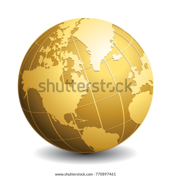 Gold Globe Icon Glossy Earth Business Stock Vector Royalty Free 770897461