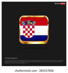 gold glossy Croatia flag button
